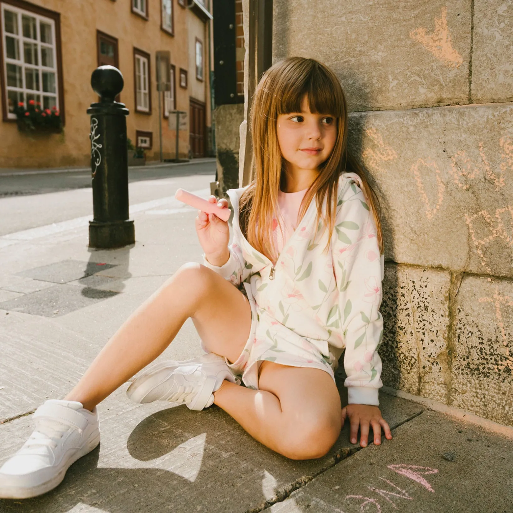 Fleeces And Sweatshirts|Tops>Deux par Deux Straw Hat Flowers Hoodie 3-6 White