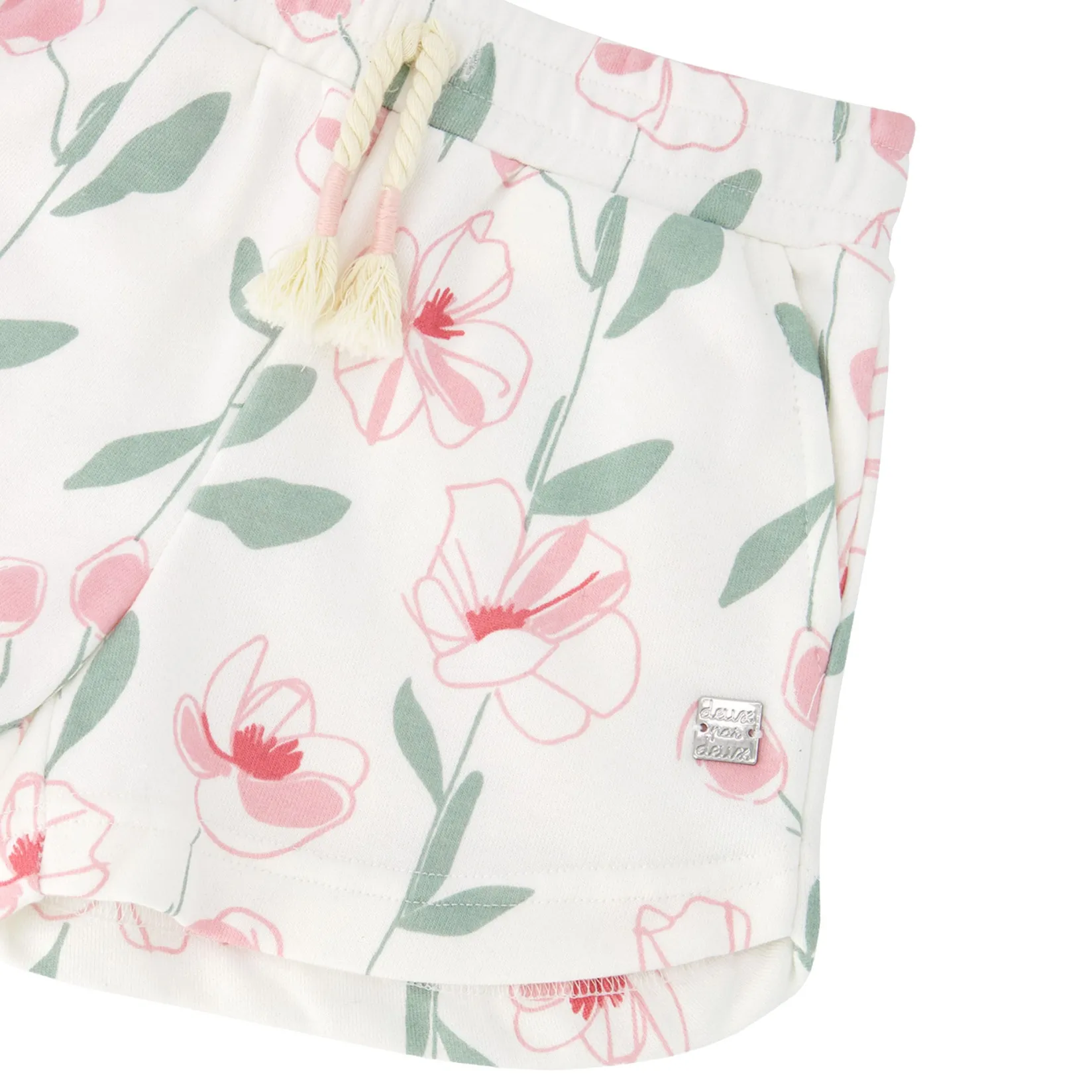 Shorts & Bermuda>Deux par Deux Straw Hat Flowers Short 3-6 White