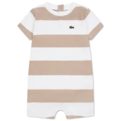 Rompers & Jumpsuits>Lacoste Stripe Tee Romper Newborn-9m Taupe