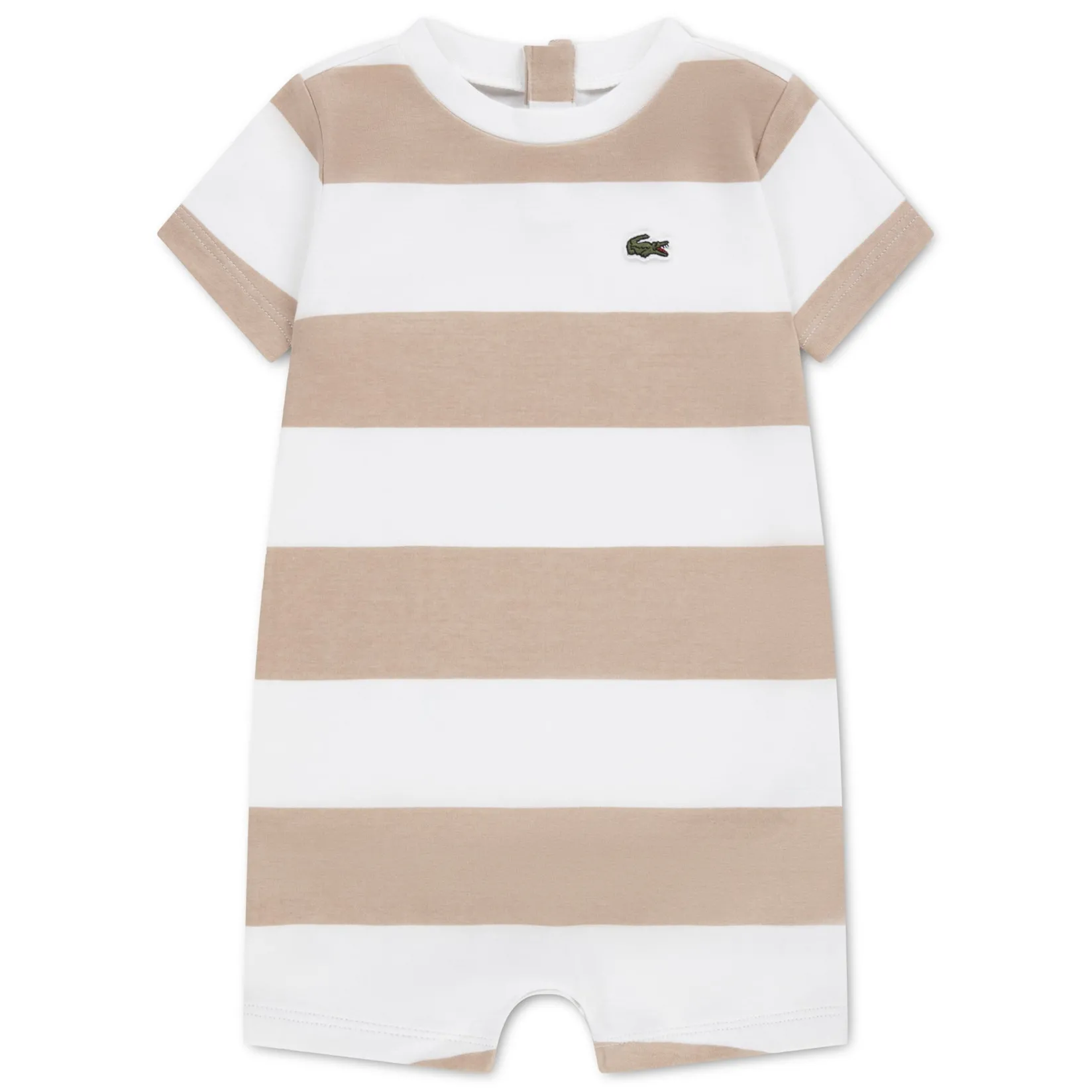 Rompers & Jumpsuits>Lacoste Stripe Tee Romper Newborn-9m Taupe