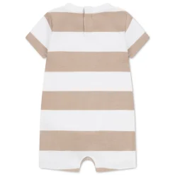 Rompers & Jumpsuits>Lacoste Stripe Tee Romper Newborn-9m Taupe