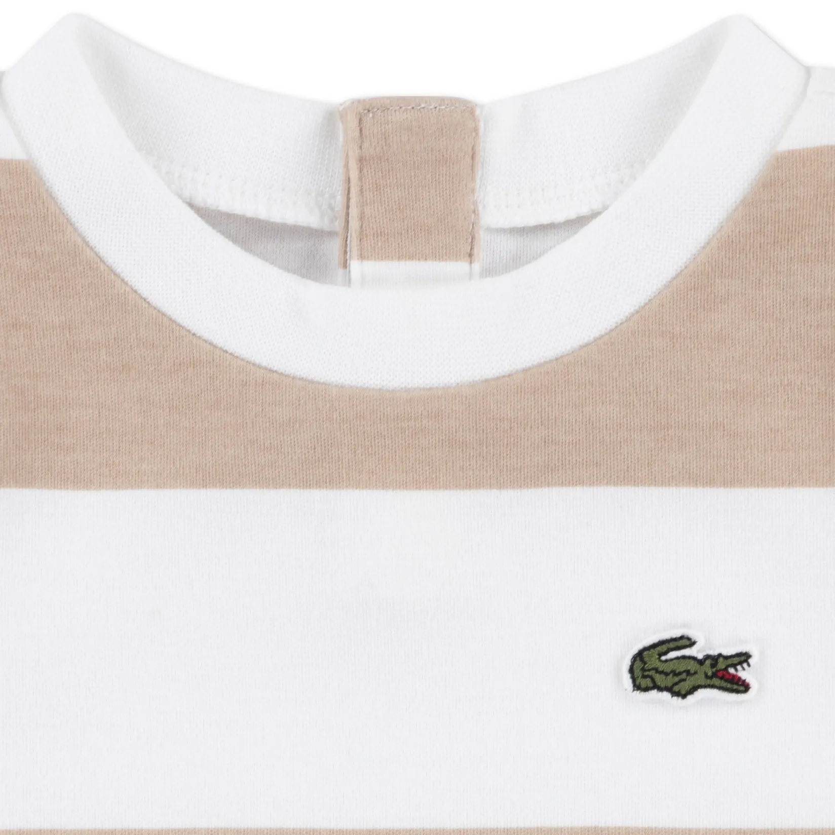 Rompers & Jumpsuits>Lacoste Stripe Tee Romper Newborn-9m Taupe