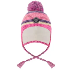 Beanies>Deux par Deux Striped Knit Hat 2-14 Pink