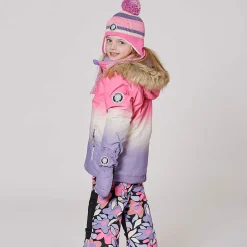 Beanies>Deux par Deux Striped Knit Hat 2-14 Pink