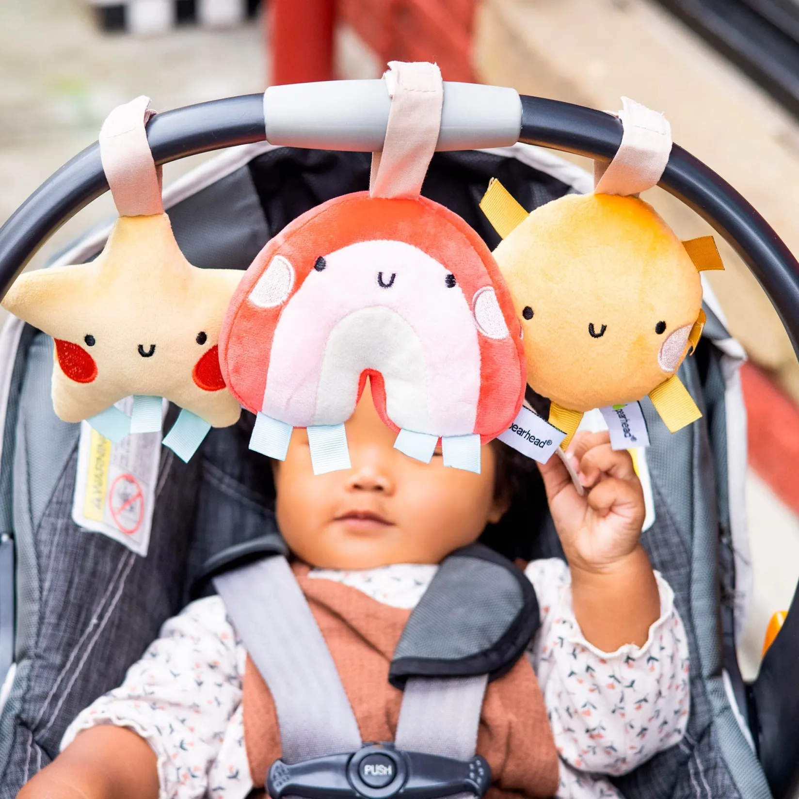 Stroller & Car Seat Toys|Developmental Toys>Pearhead Stroller Toy Set of 3 - Star, Sun, Rainbow