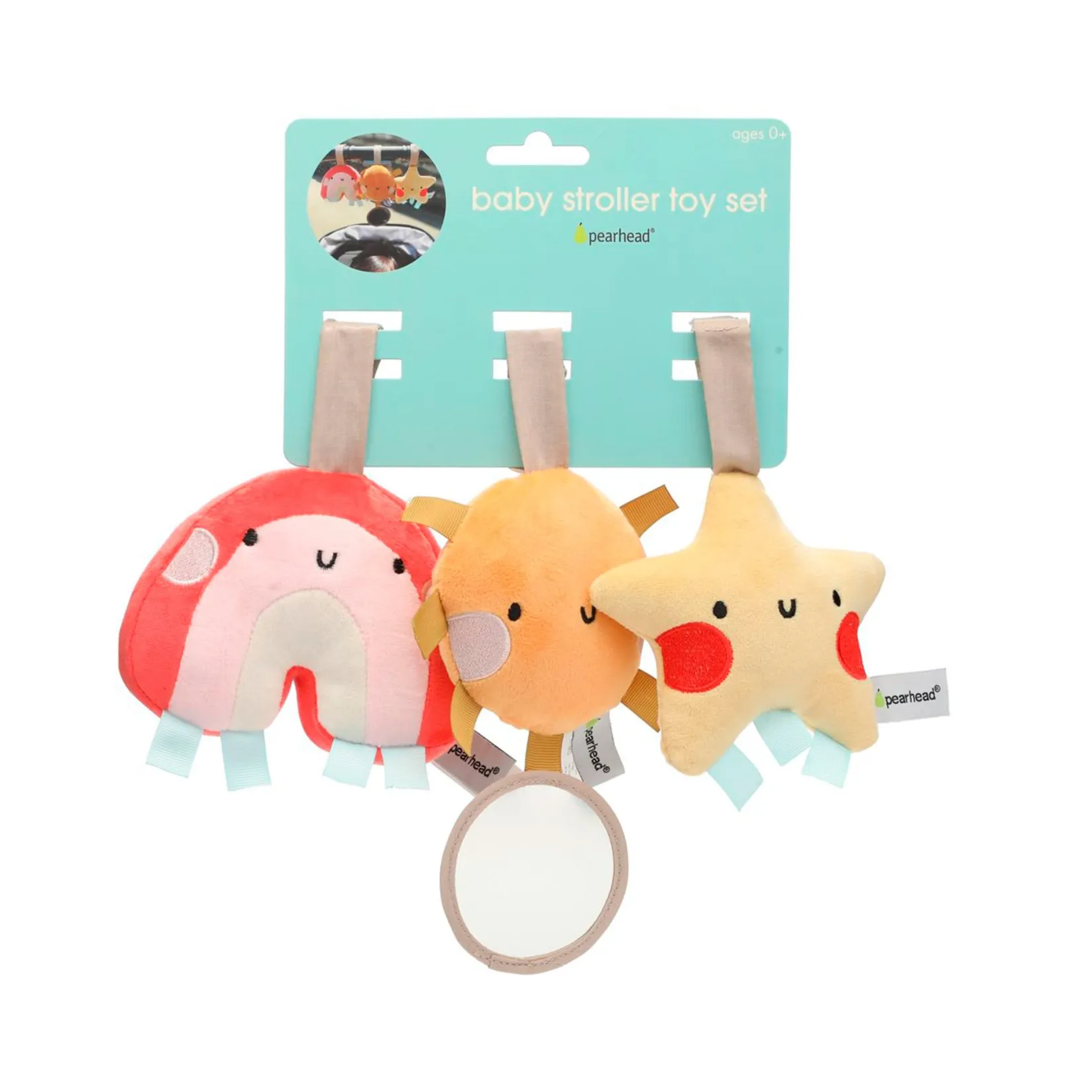 Stroller & Car Seat Toys|Developmental Toys>Pearhead Stroller Toy Set of 3 - Star, Sun, Rainbow