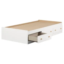 Twin, Full & Queen Beds>South Shore Summertime Twin Mates Bed with 3 Drawers - Pure White