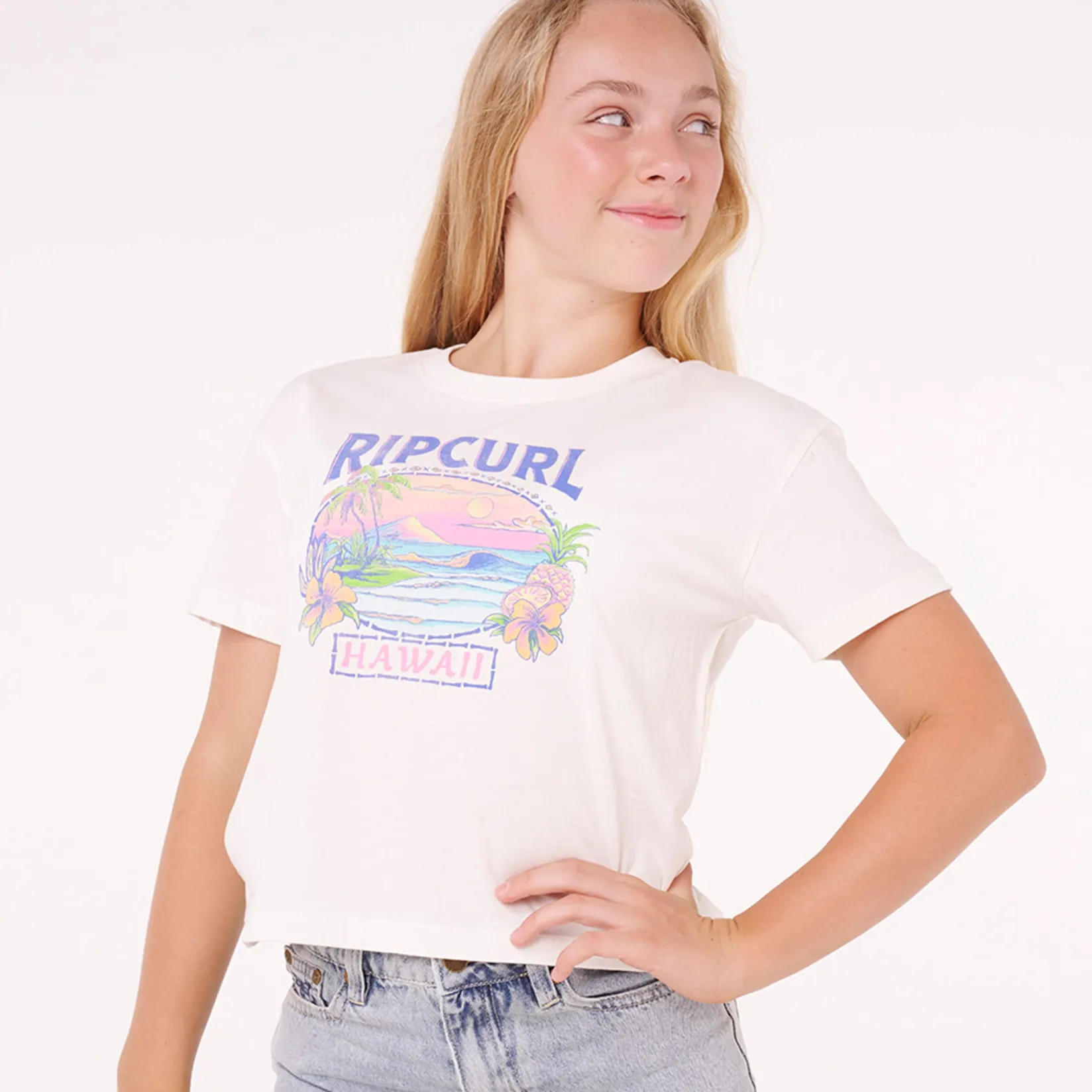 Tops>Rip Curl Sunset Hawaii T-shirt 8-14y White