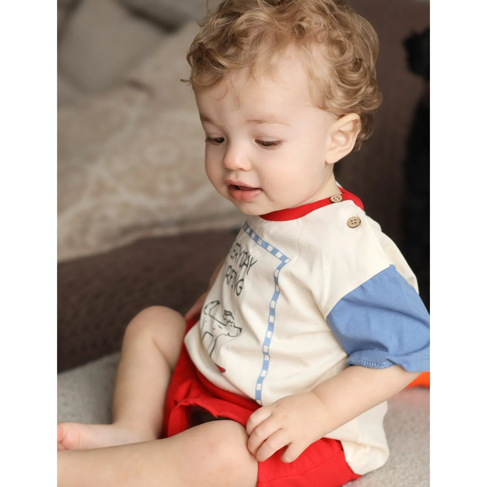 Outfit Sets>Chat Botte Surf Dog Short Set 3-24m Red