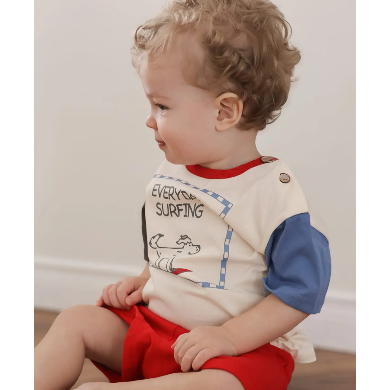 Outfit Sets>Chat Botte Surf Dog Short Set 3-24m Red