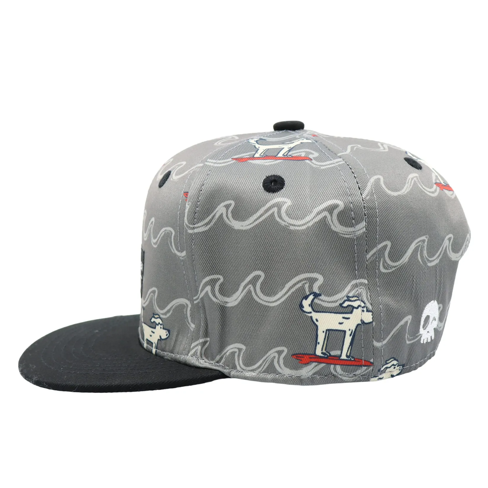 Hats & Caps>Headster Kids Surf Dog Snapback 6-24m Charcoal