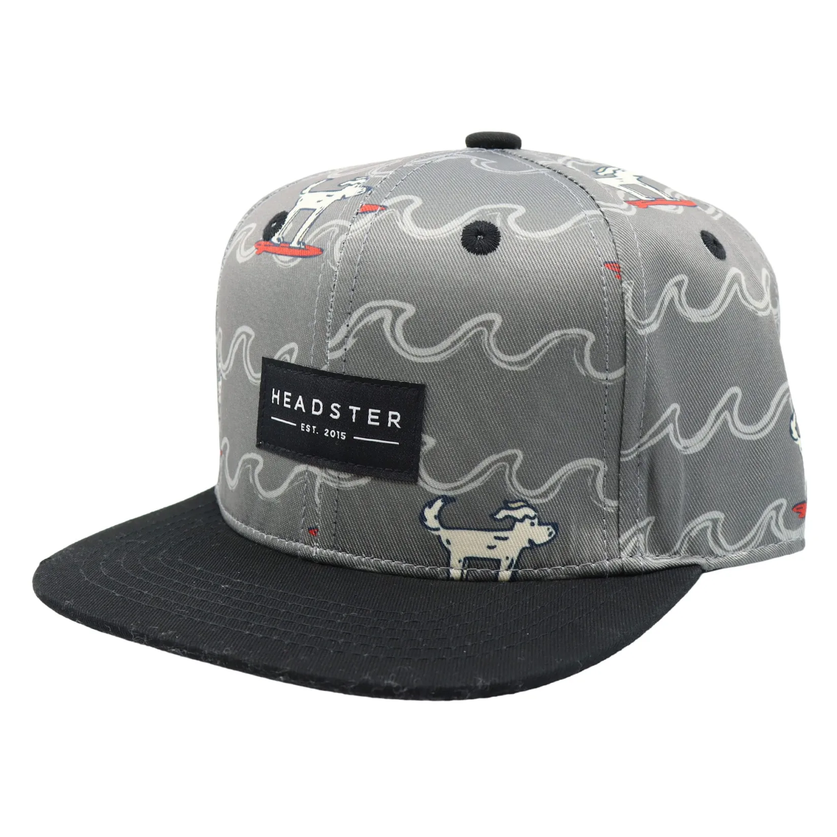 Hats And Caps>Headster Kids Surf Dog Snapback 2-16y Charcoal