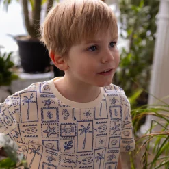 Tops>Chat Botte Surf Stamps T-shirt 2-8y Ivory