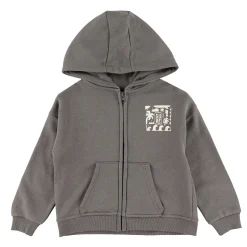 Fleeces And Sweatshirts|Tops>Chat Botte Surf Zip Hoodie 2-10y Charcoal