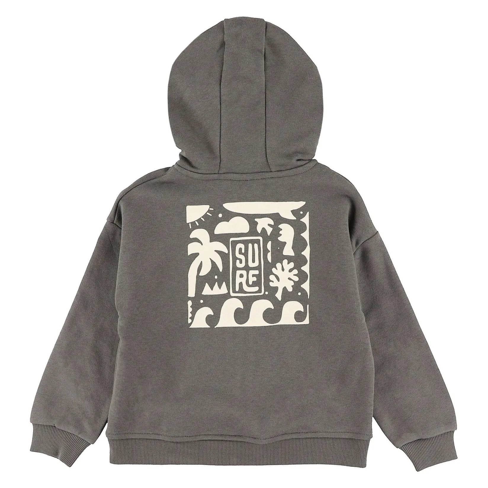 Fleeces And Sweatshirts|Tops>Chat Botte Surf Zip Hoodie 2-10y Charcoal