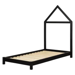 Twin, Full & Queen Beds>South Shore Sweedi Bed with House Bed Frame Headboard - Matte Black