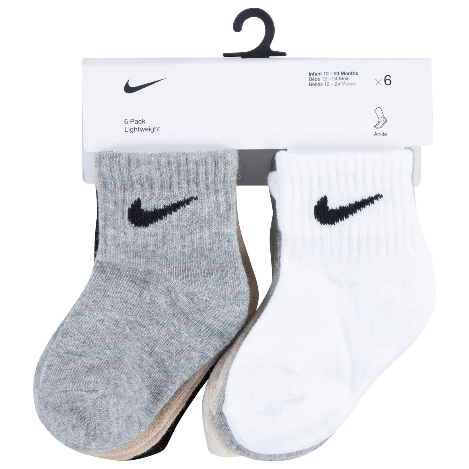 Socks|Underwear & Socks>Nike Swoosh Ankle Socks (6) 2-4 Grey
