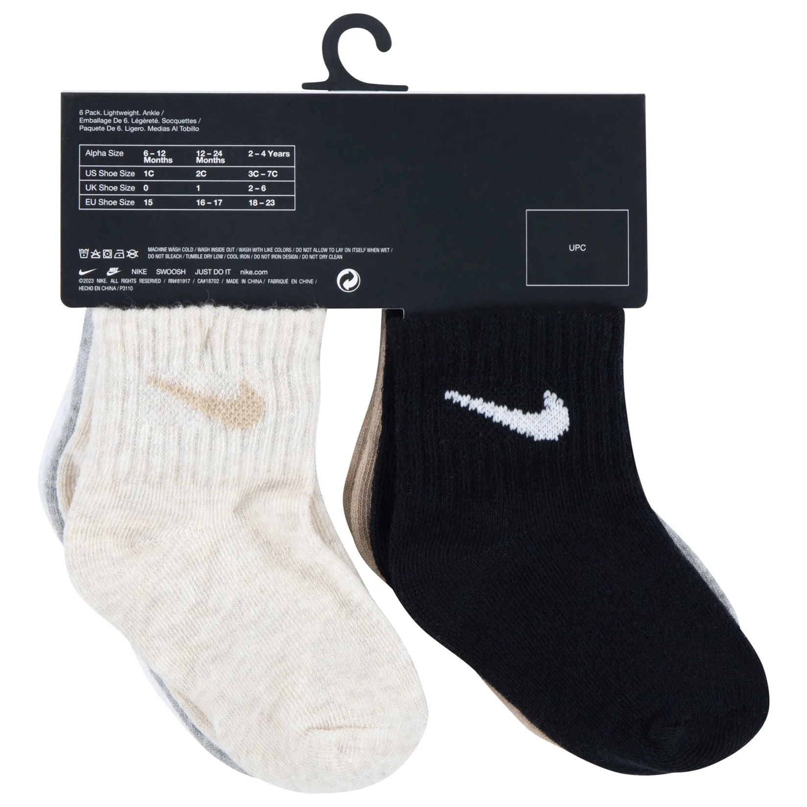 Socks|Underwear & Socks>Nike Swoosh Ankle Socks (6) 2-4 Grey