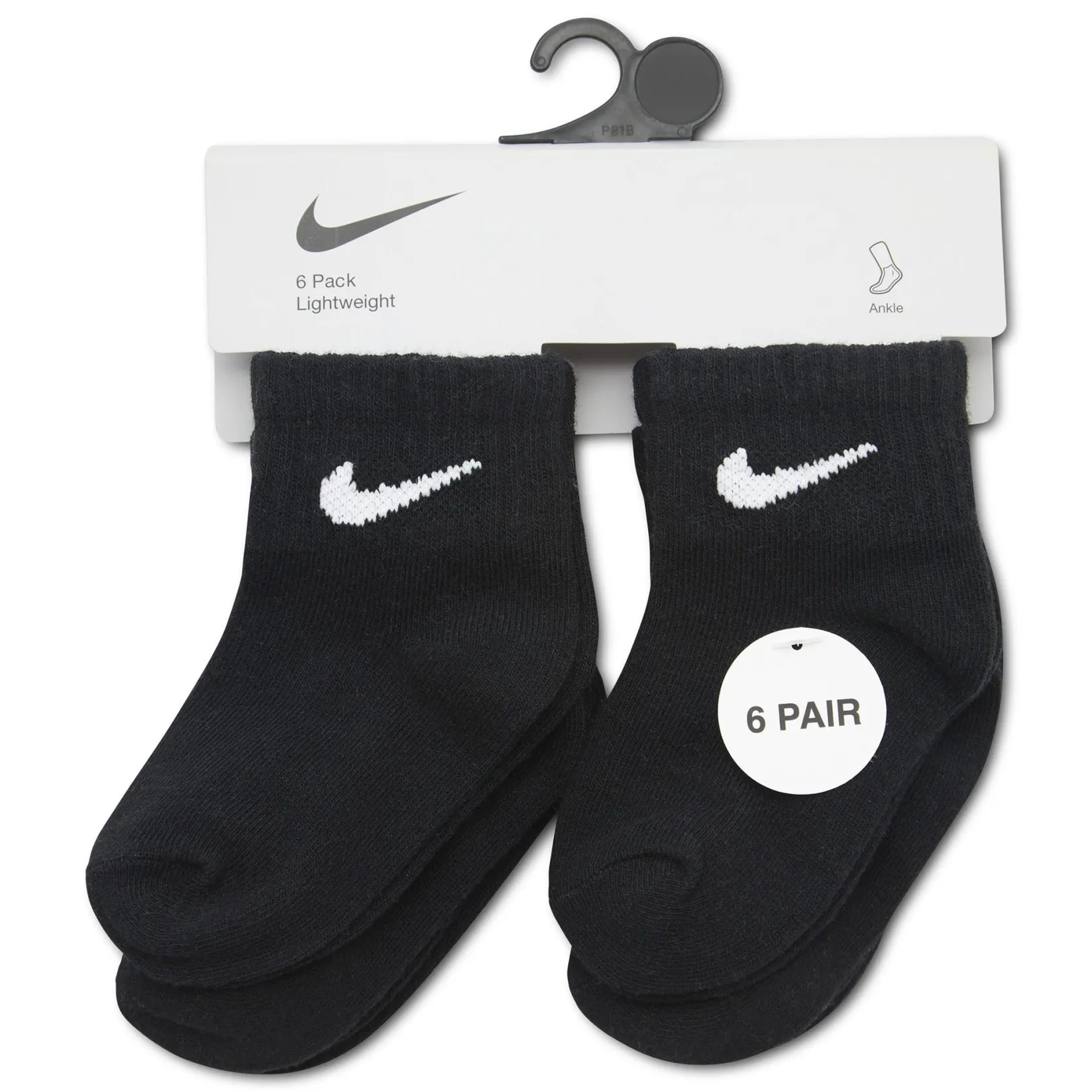 Socks|Underwear & Socks>Nike Swoosh Ankle Socks (6) 6-24m Black