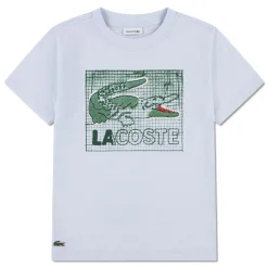 Tops>Lacoste Textured Graphic T-shirt 10-16y Blue