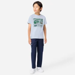Tops>Lacoste Textured Graphic T-shirt 10-16y Blue