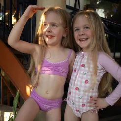 Swimsuits>Look Textured Palm Trees Bikini 3-14y Purple