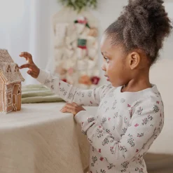 Pajamas & Bathrobes>Petit Lem Thermal Mistletoe Pajamas 2-7 Beige