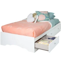 Twin, Full & Queen Beds>South Shore Tiara Twin Mates Bed with 3 Drawers - Pure White
