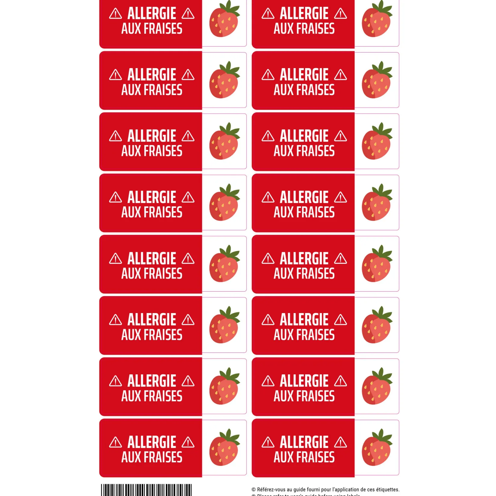 Discount Étiquettes allergie - Fraises Kids Allergy Stickers|Personalized Name Labels