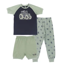 Pajamas & Bathrobes>Nano Tractors 3pc Pajamas 2-12 Green