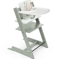 High Chairs & Booster Seats|High Chairs & Booster Seats>Stokke Tripp Trapp High Chair V2 Glacier Green, Mosaic Green Cushion and Strokke Whithe Tray
