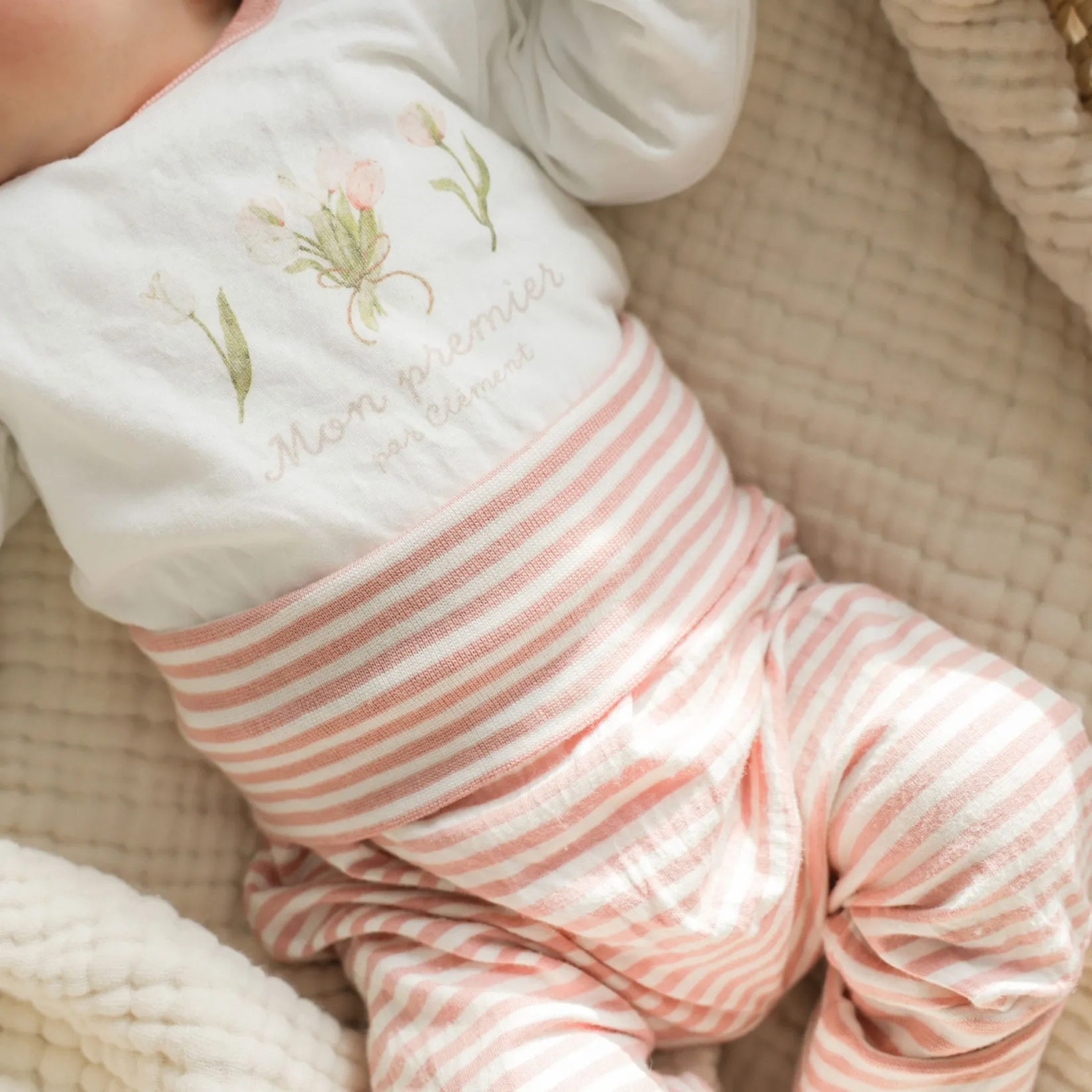 Preemie Clothing|Bodysuits>Mon Premier Tulips My First Bodysuit Premature-18m Ivory
