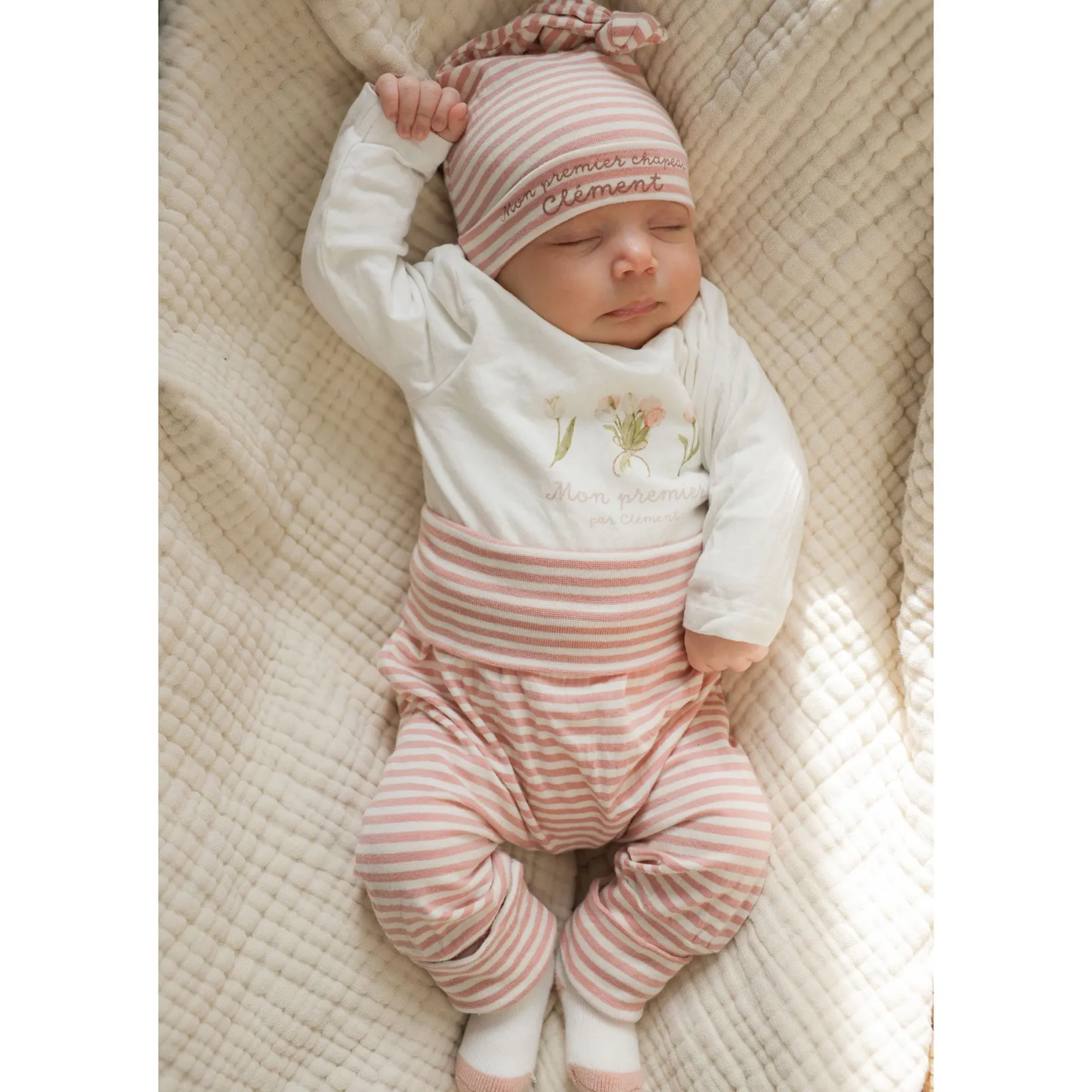 Preemie Clothing|Bodysuits>Mon Premier Tulips My First Bodysuit Premature-18m Ivory