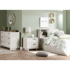 Outlet Twin Bed and Headboard Set - Fynn Winter Oak Twin, Full & Queen Beds