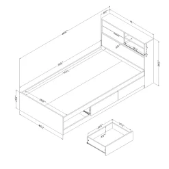 Outlet Twin Bed and Headboard Set - Fynn Winter Oak Twin, Full & Queen Beds