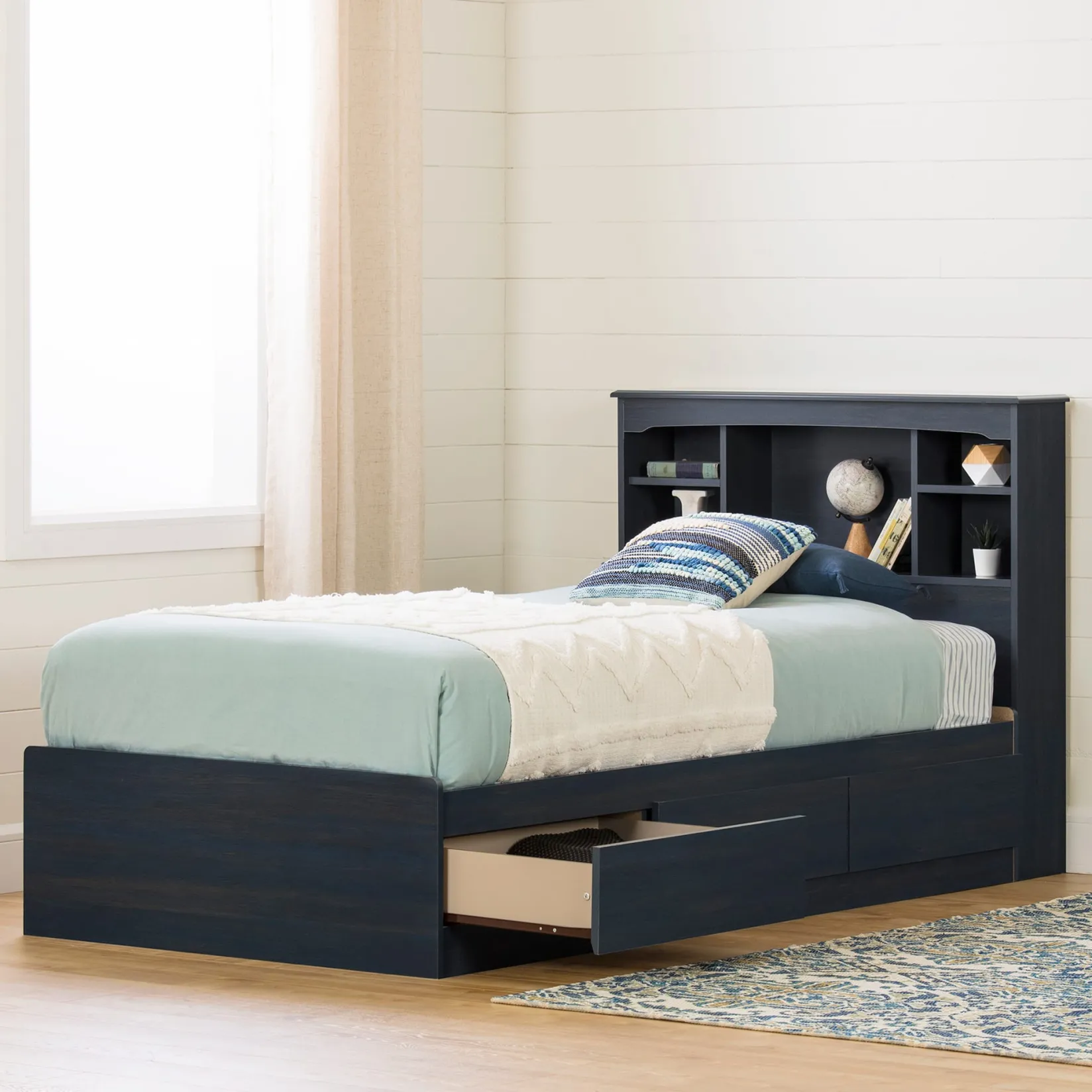 Twin, Full & Queen Beds>South Shore Twin Bed and Headboard Set - Aviron Blueberry