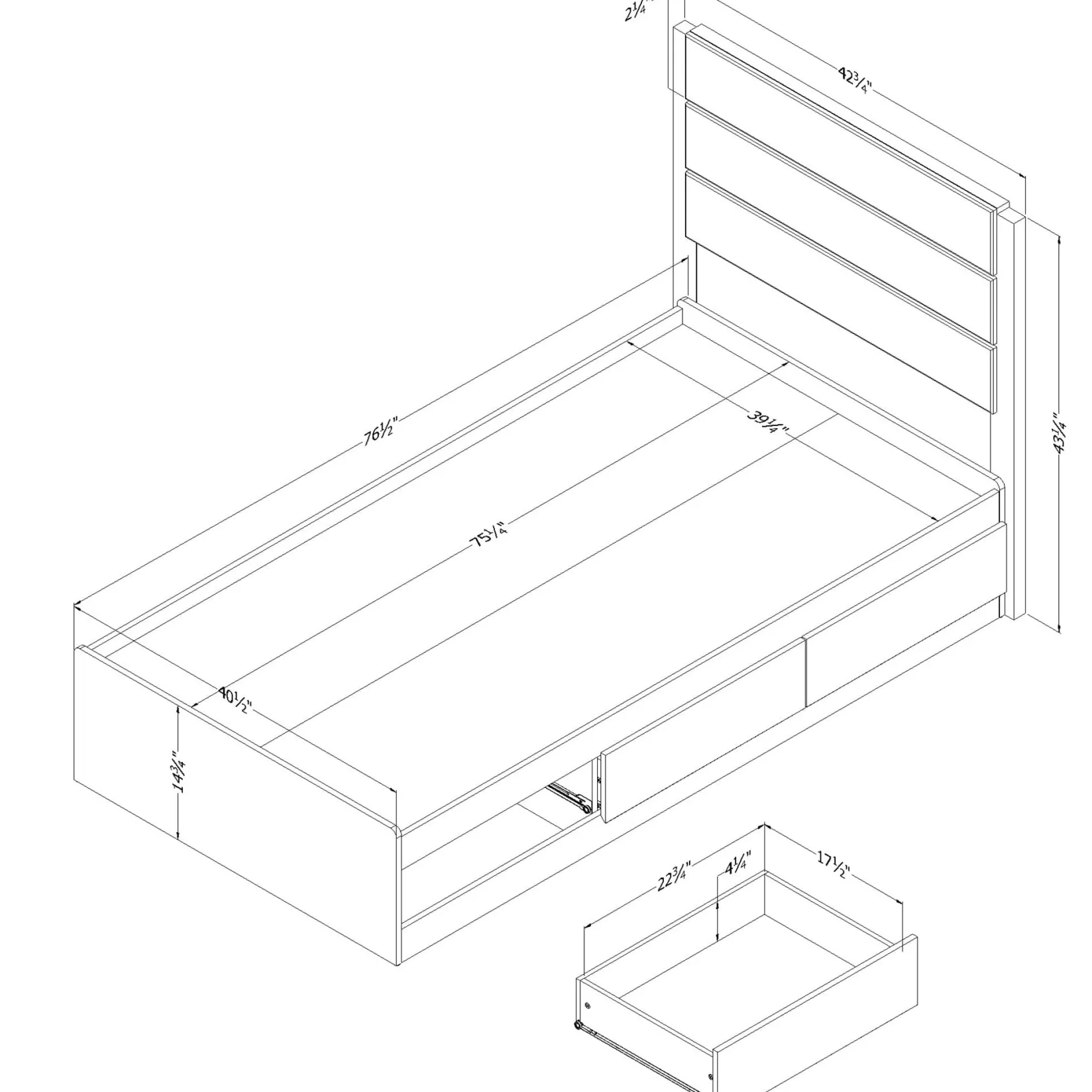 Twin, Full & Queen Beds>South Shore Twin Bed and Headboard Set - Arlen White Pine