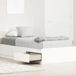 Twin, Full & Queen Beds>South Shore Twin Bed with 3 Drawers - Callesto Pure White