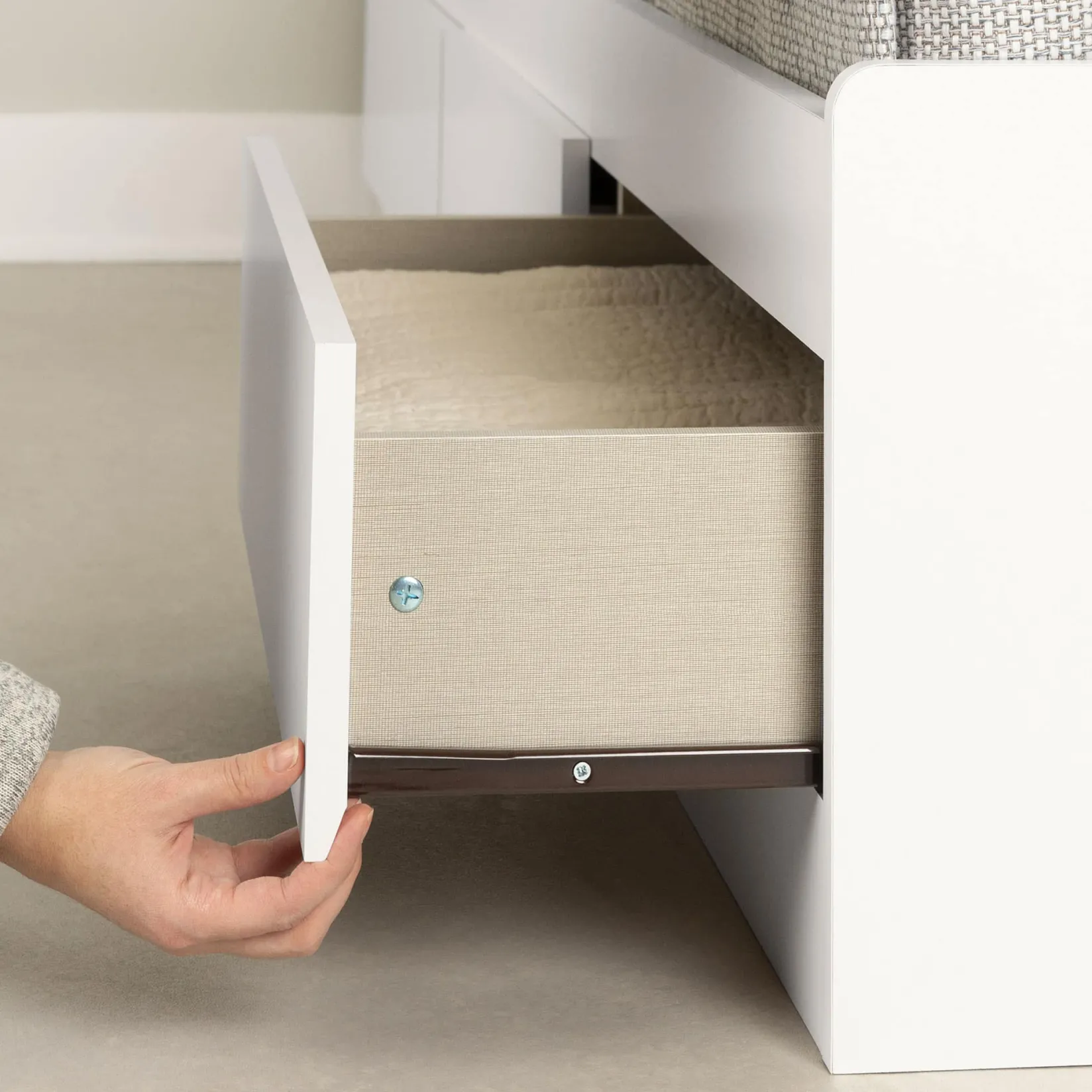 Twin, Full & Queen Beds>South Shore Twin Bed with 3 Drawers - Callesto Pure White