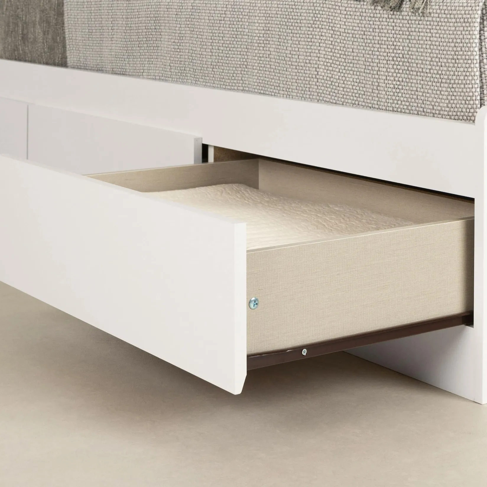 Twin, Full & Queen Beds>South Shore Twin Bed with 3 Drawers - Callesto Pure White
