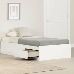 Discount Twin Bed with 3 Drawers - Fusion Pure White Twin, Full & Queen Beds