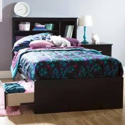 Online Twin Bed with 3 Drawers - Fusion Pure Black Twin, Full & Queen Beds