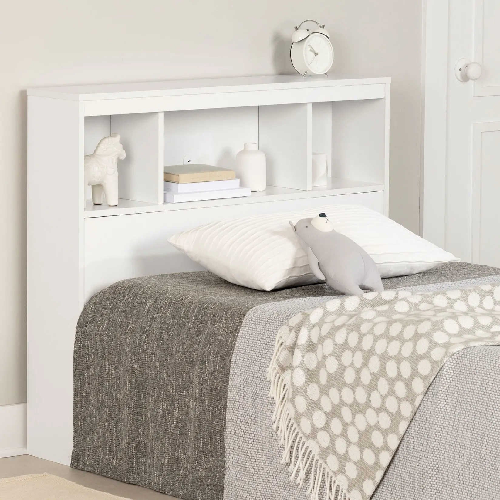 Hot Twin Bookcase Headboard - Summertime Pure White Twin, Full & Queen Beds