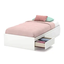 Twin, Full & Queen Beds>South Shore Twin Mates Bed with 3 Drawers - Little Smileys Pure White