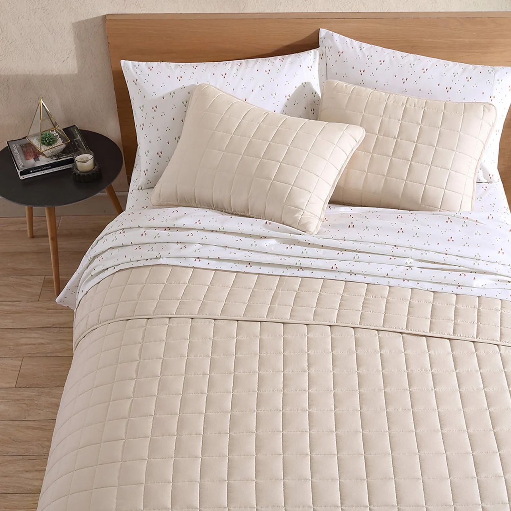 Comforters & Quilts|Twin Bedding>Cathay Home Twin Quilt Set - Cream