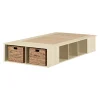 Twin, Full & Queen Beds>South Shore Twin Storage Bed with Baskets - Avilla Bleached Oak