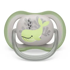 Pacifiers & Clips|Pacifiers & Clips>Philips Avent Ultra Air Pacifier 6-18m Orange Turtle / Green Whale 2-pack