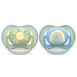 Outlet Ultra Air Pacifier 0-6m Smiling Sun / Blue Rainbow 2-pack Pacifiers & Clips|Pacifiers & Clips