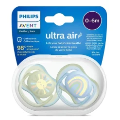 Outlet Ultra Air Pacifier 0-6m Smiling Sun / Blue Rainbow 2-pack Pacifiers & Clips|Pacifiers & Clips