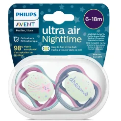 Outlet Ultra Air Pacifier Nighttime 6-18m Falling Star/Dreams 2-pack Pacifiers & Clips|Pacifiers & Clips